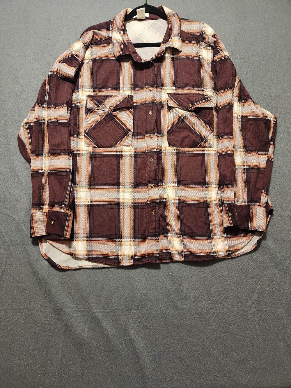Passport Button Up Shirt Women Size 3X Plaid Pockets Plus Size